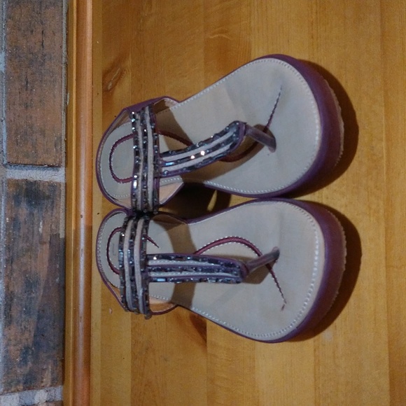 Size 6.5 L'Amour rhinestone wedge sandals - Picture 5 of 16